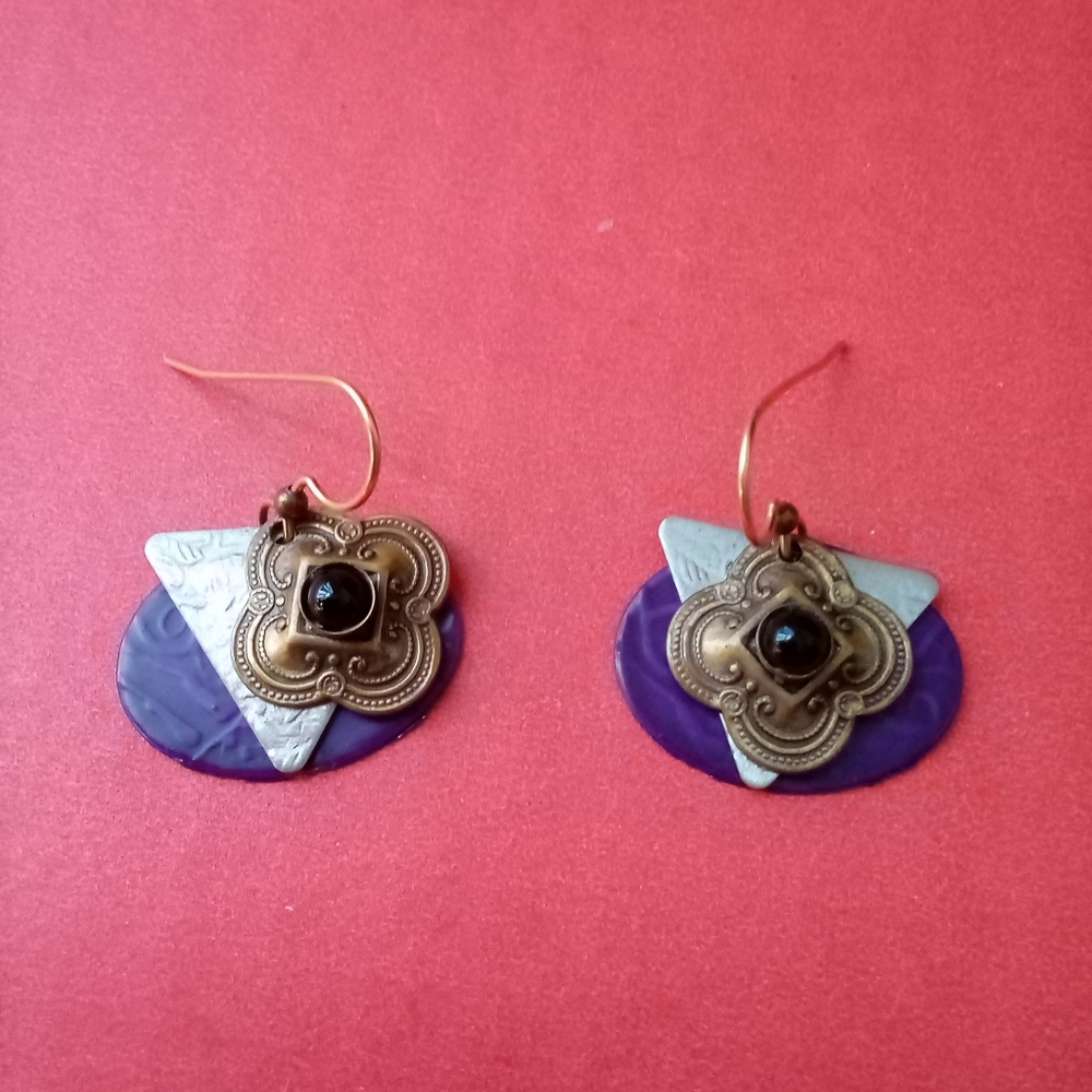 Pierced Geometric Dangle Earrings - image 1